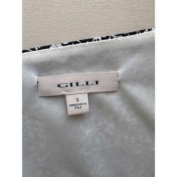 Gilli Stitch Fix Black & White Floral V-Neck Dress Tie Sleeves Stretch Waist S E - Picture 5 of 5
